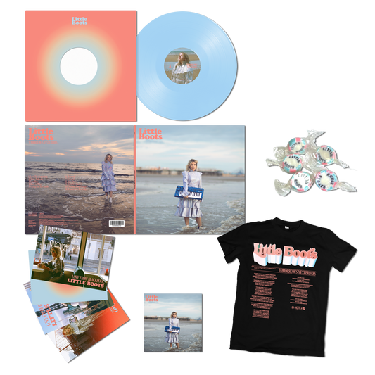 Tomorrow's Yesterdays *AUTOGRAPHED* Vinyl Bundle in Baby Blue (Vinyl, T-Shirt, CD, Postcards, Rock Candy)